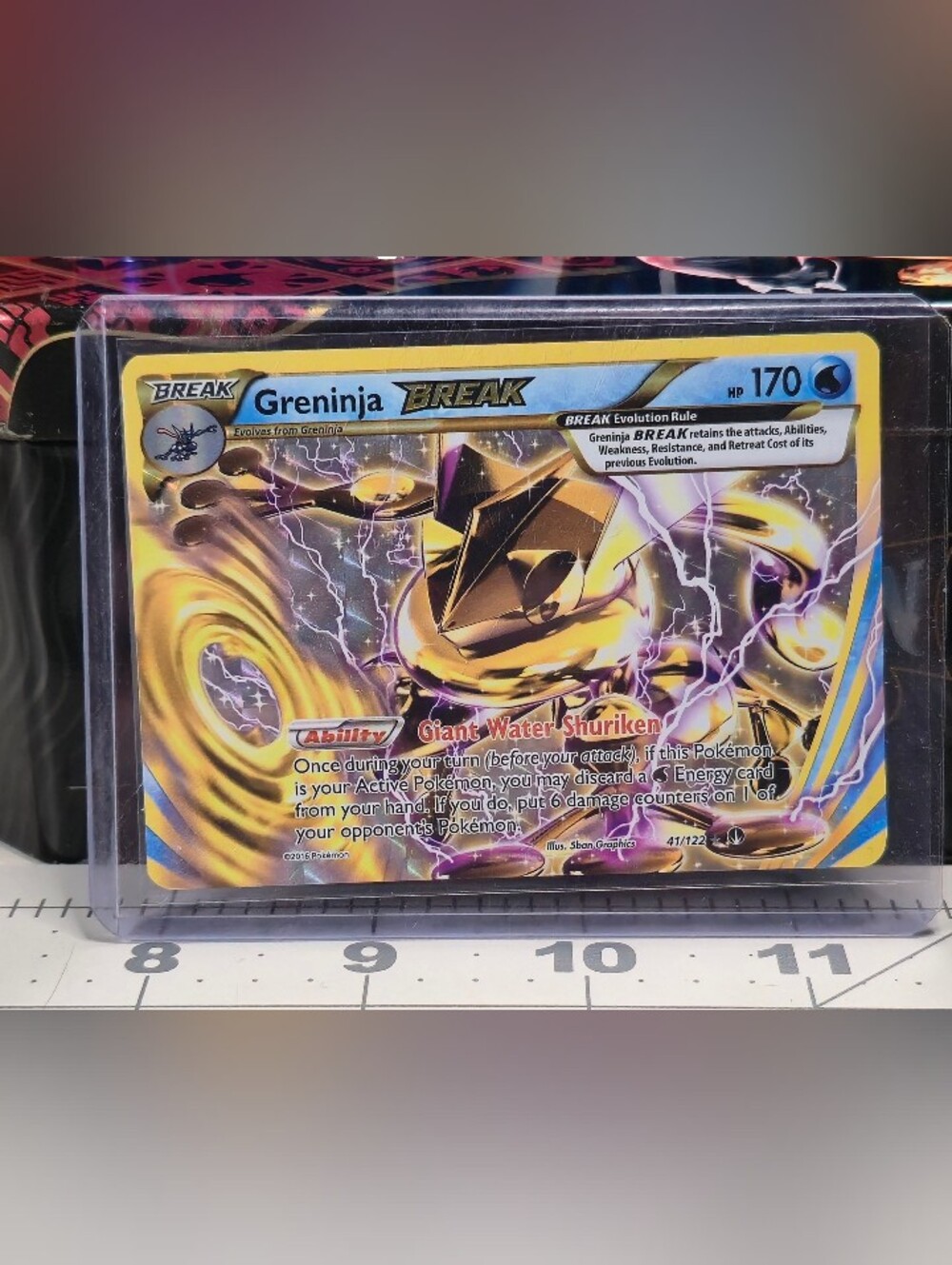 Pokemon Greninja BREAK Gold Foil Trading Card - Yellow Blue Accents